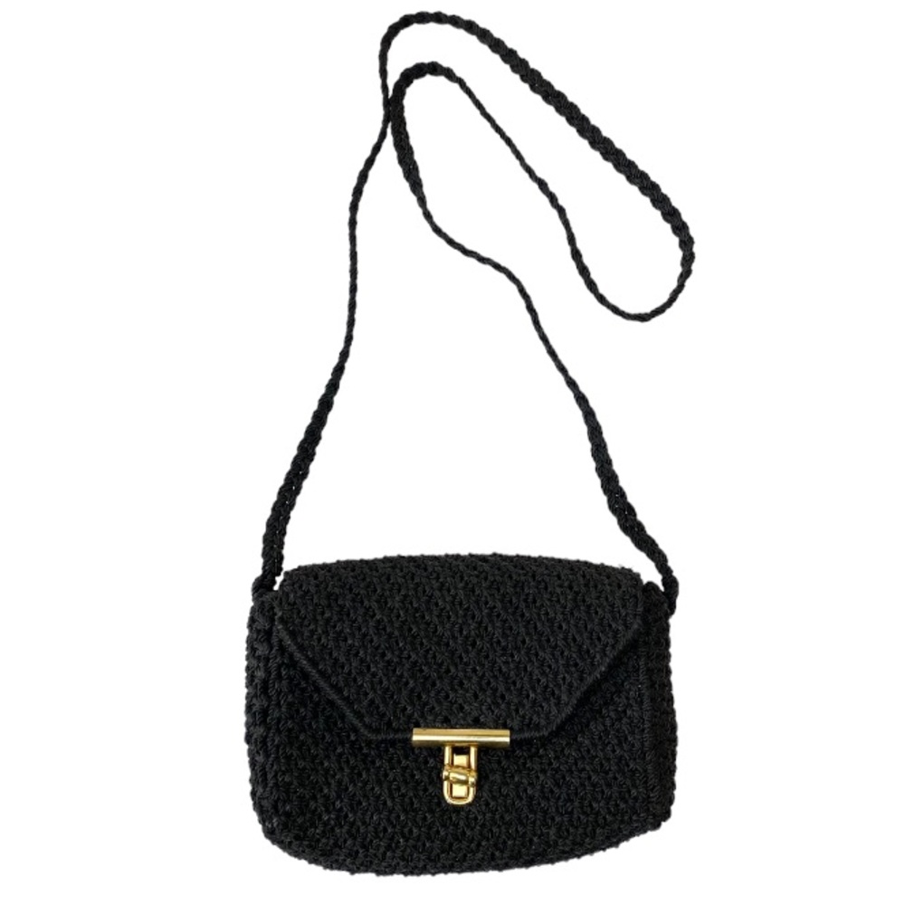Elegant Black Crochet Shoulder Bag